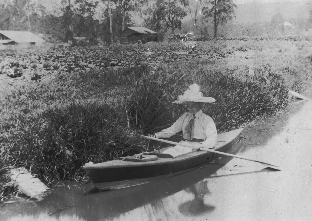 Althea Fewings canoeing on Toowong Creek, Brisbane