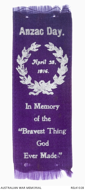 Anzac Day 1916 fundraising ribbon