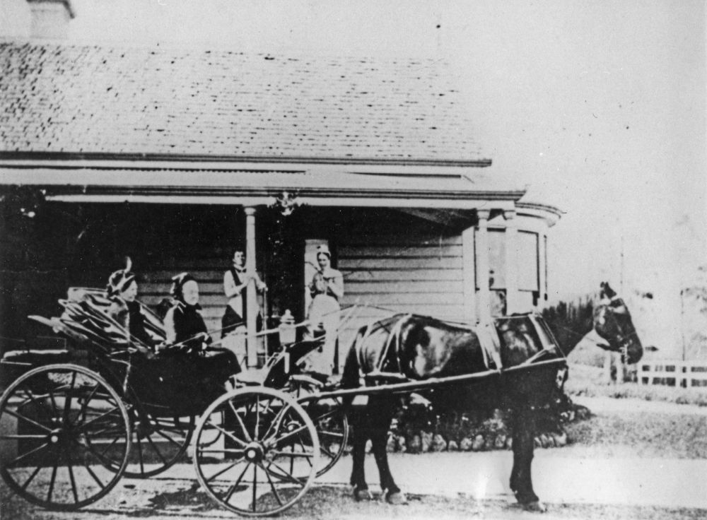 Horse and carriage outside the Archer family residence, Arley, Toowong, ca. 1882