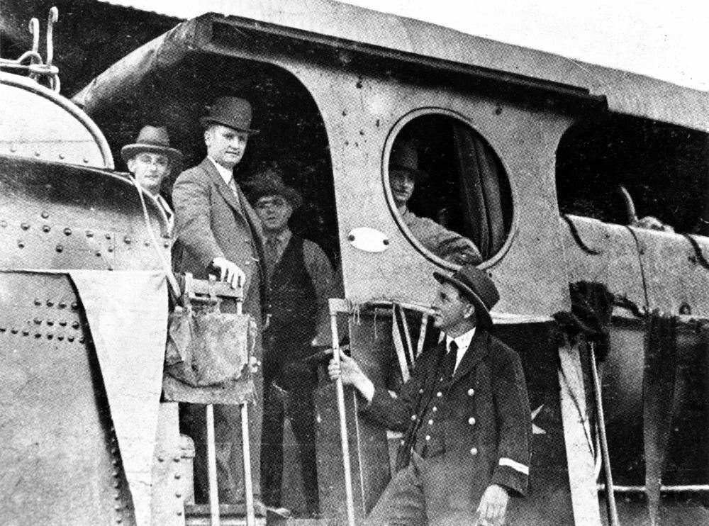 Frank Forde pilots a train into Brisbane, 1930