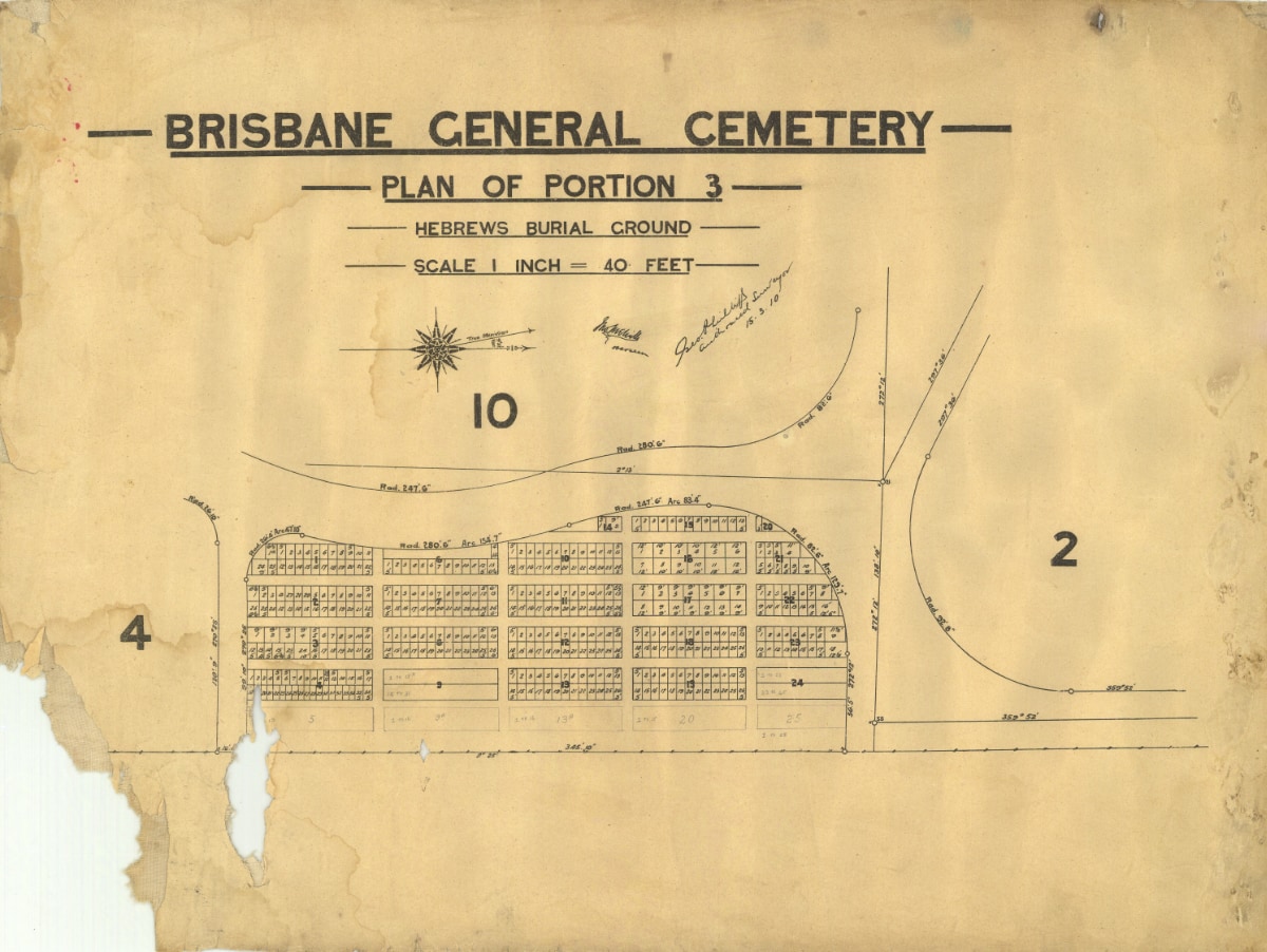 Brisbane General Cemetery - Portion 3 map, 1910