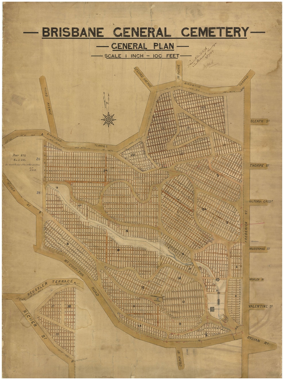 Brisbane General Cemetery - General Plan, 1909