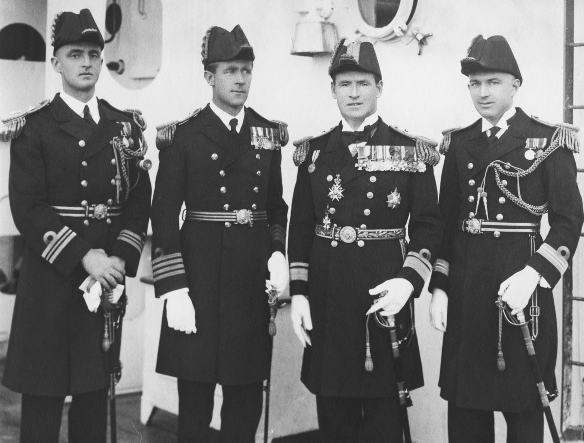 Flag Lieutenant Commander ICR Macdonald RAN shown on the left