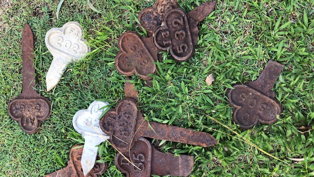 Grave markers found on the grass