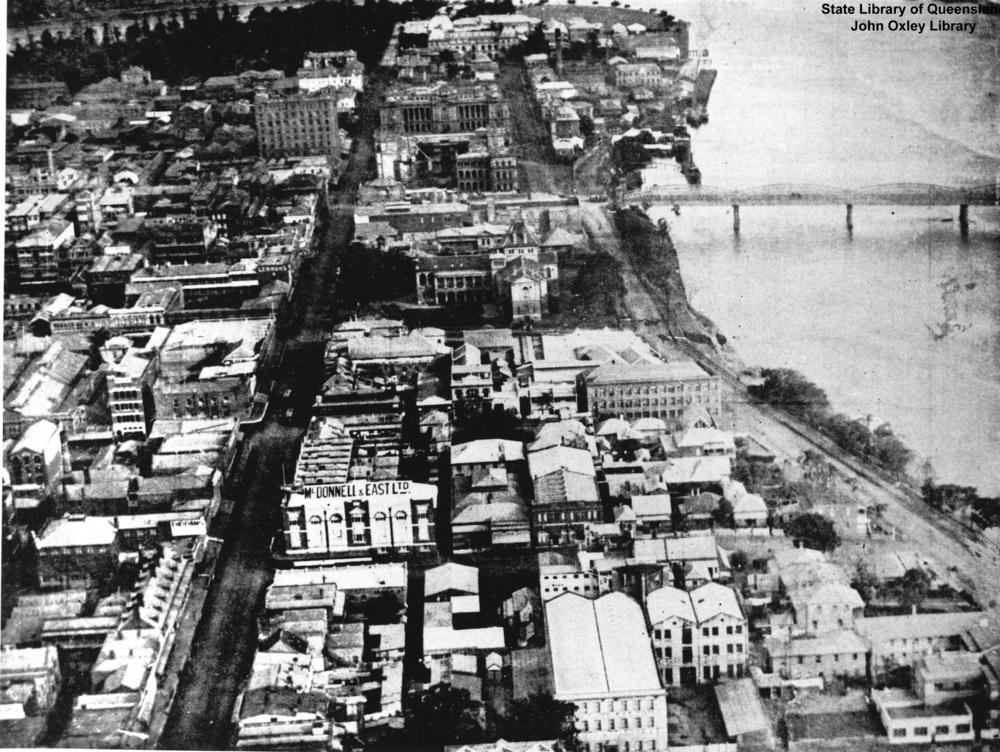 Aerial view of George Street, Brisbane, 1923