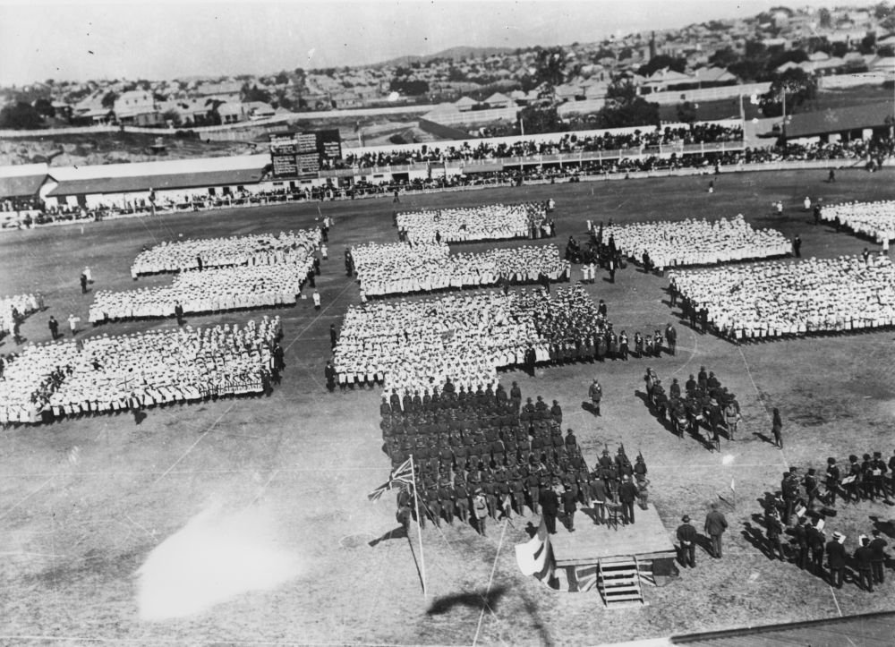 Reviewing the troops in Brisbane during World War I