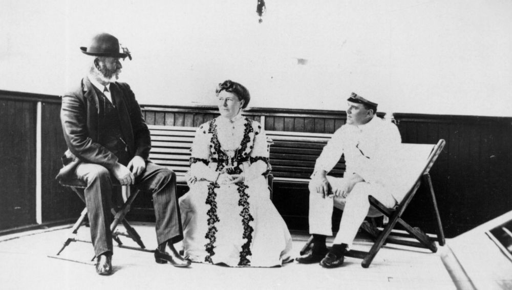 Sir Arthur and Lady Morgan on board the S.S. Mourilyan, Queensland, 1910
